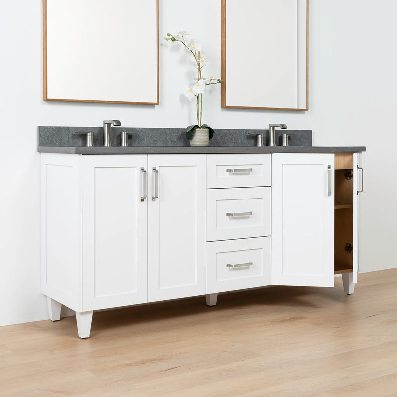 Bridgeport SLIM 72" Satin White Bathroom Vanity, Double Sink