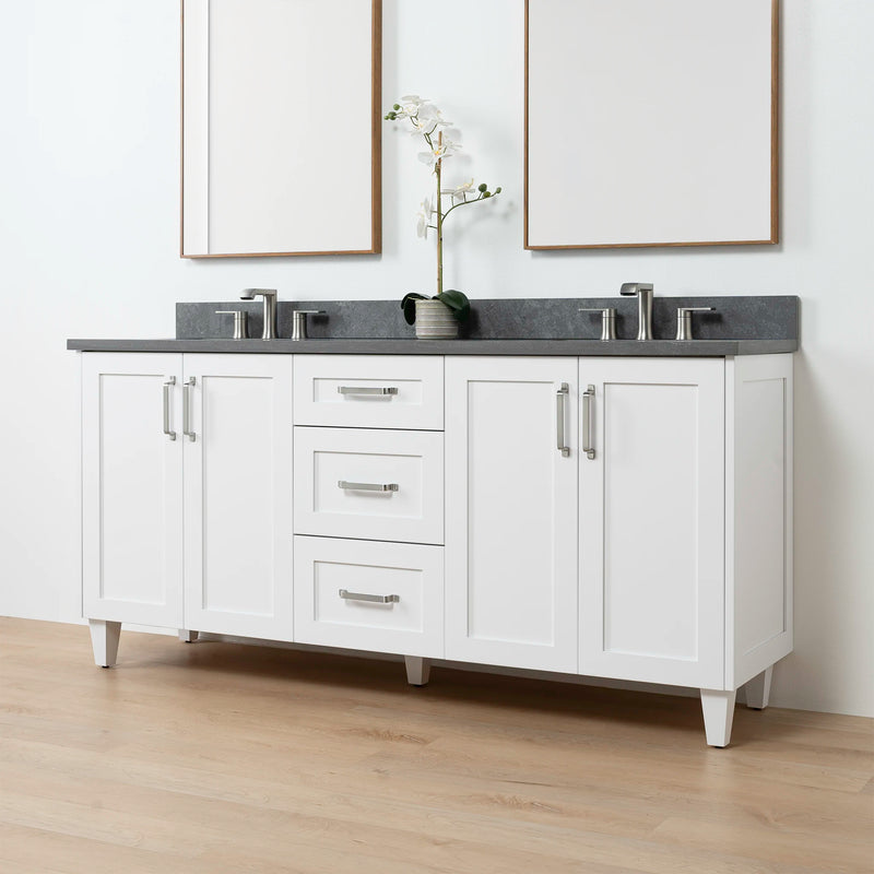 Bridgeport SLIM 72" Satin White Bathroom Vanity, Double Sink