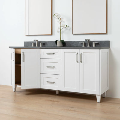 Bridgeport SLIM 72" Satin White Bathroom Vanity, Double Sink