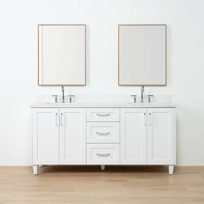 Bridgeport SLIM 72" Satin White Bathroom Vanity, Double Sink