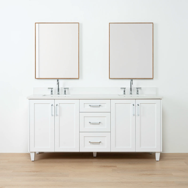 Bridgeport SLIM 72" Satin White Bathroom Vanity, Double Sink