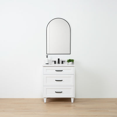 Bridgeport SLIM 30" Satin White Bathroom Vanity - Teodor Vanities United States