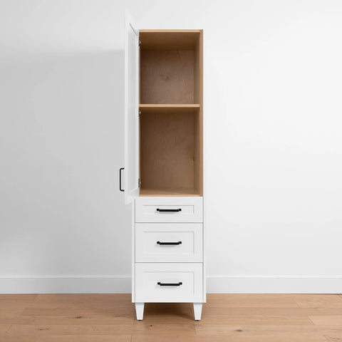 Bridgeport Satin White Linen Cabinet - Teodor Vanities United States