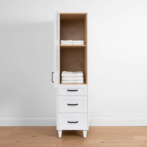 Bridgeport Satin White Linen Cabinet - Teodor Vanities United States