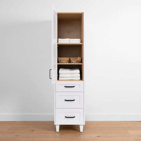 Bridgeport Satin White Linen Cabinet - Teodor Vanities United States