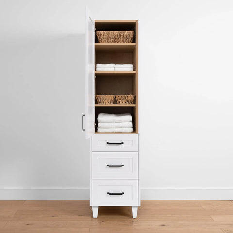 Bridgeport Satin White Linen Cabinet - Teodor Vanities United States