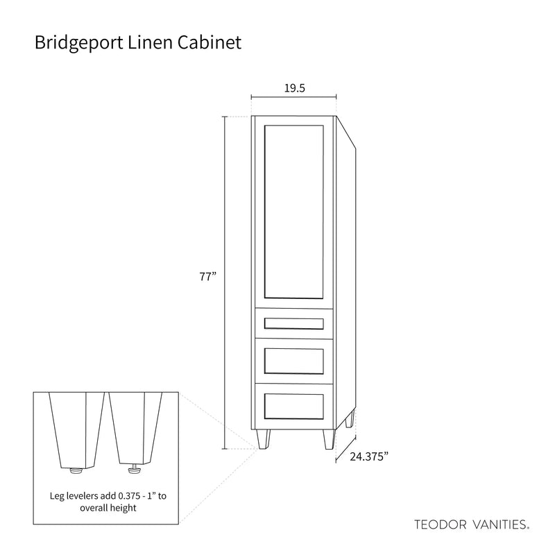 Bridgeport Satin White Linen Cabinet - Teodor Vanities United States