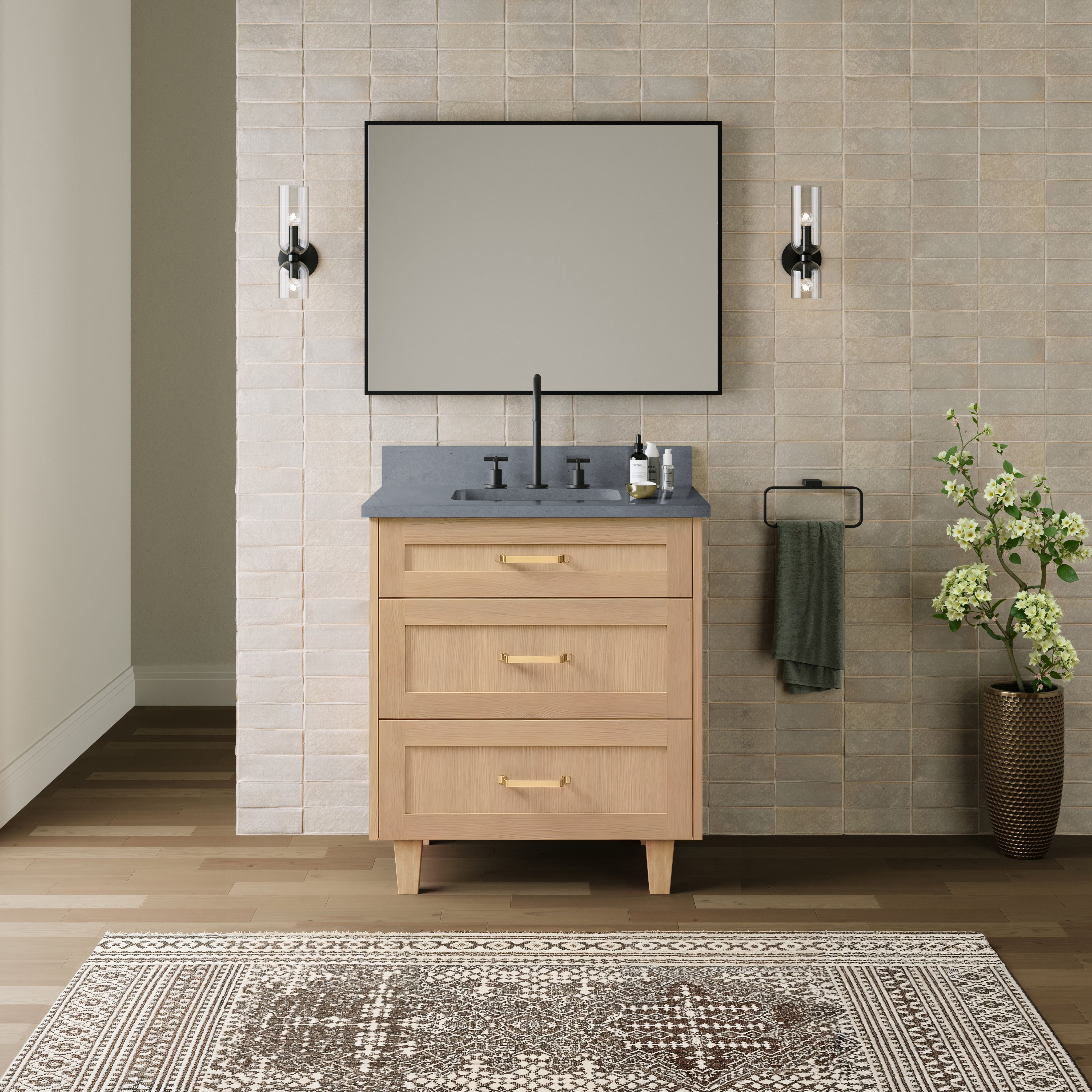 Bridgeport 30" White Oak Bathroom Vanity - All Drawers