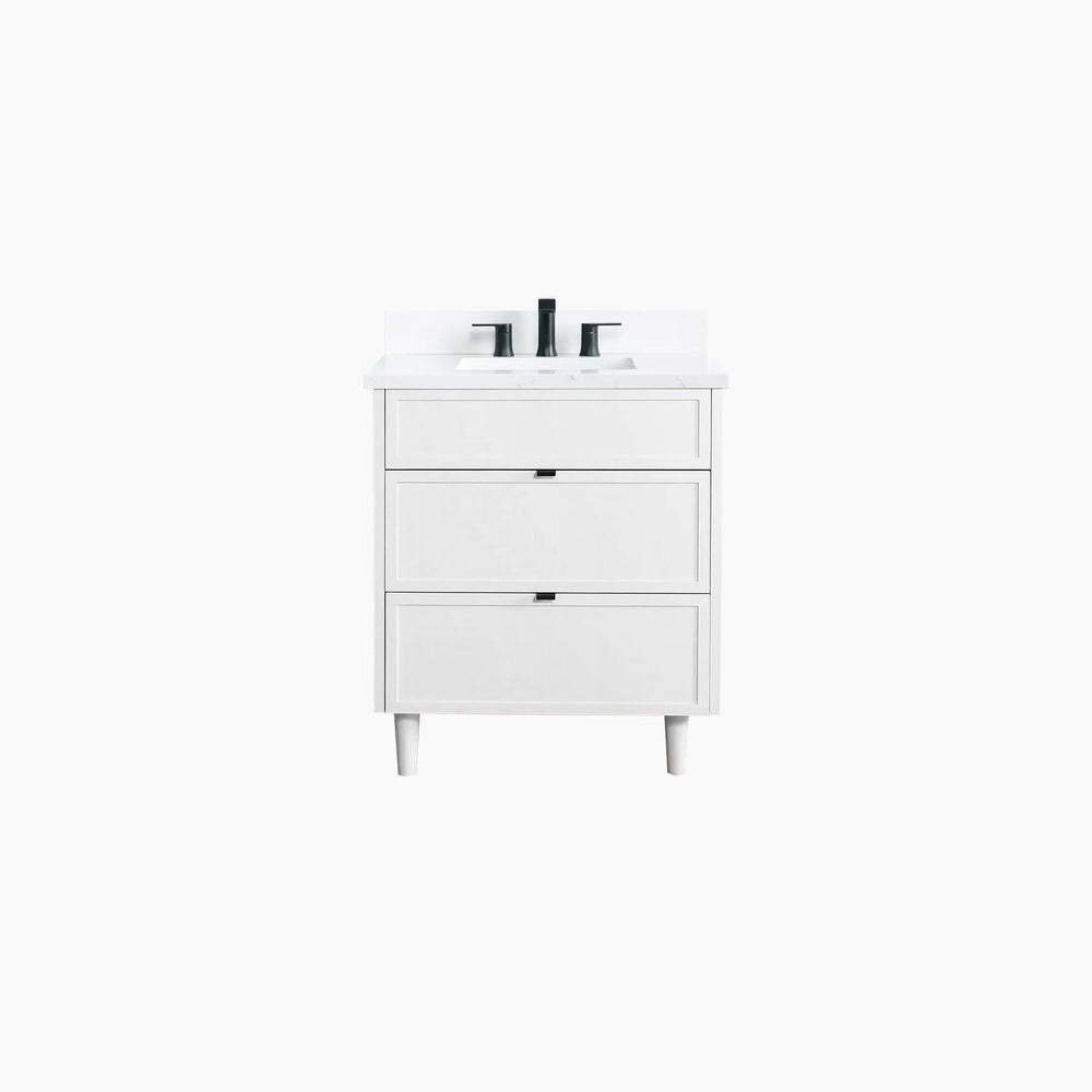 Cape Breton 30" Satin White Bathroom Vanity - All Drawers