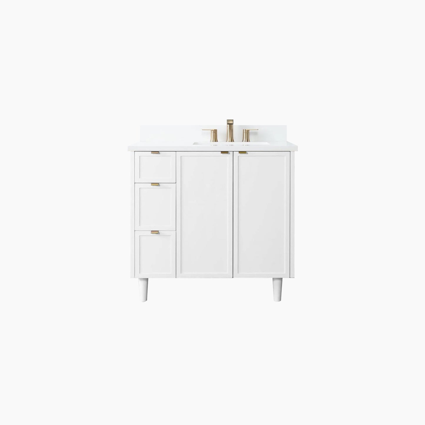 Cape Breton 36" Satin White Bathroom Vanity, Right Sink