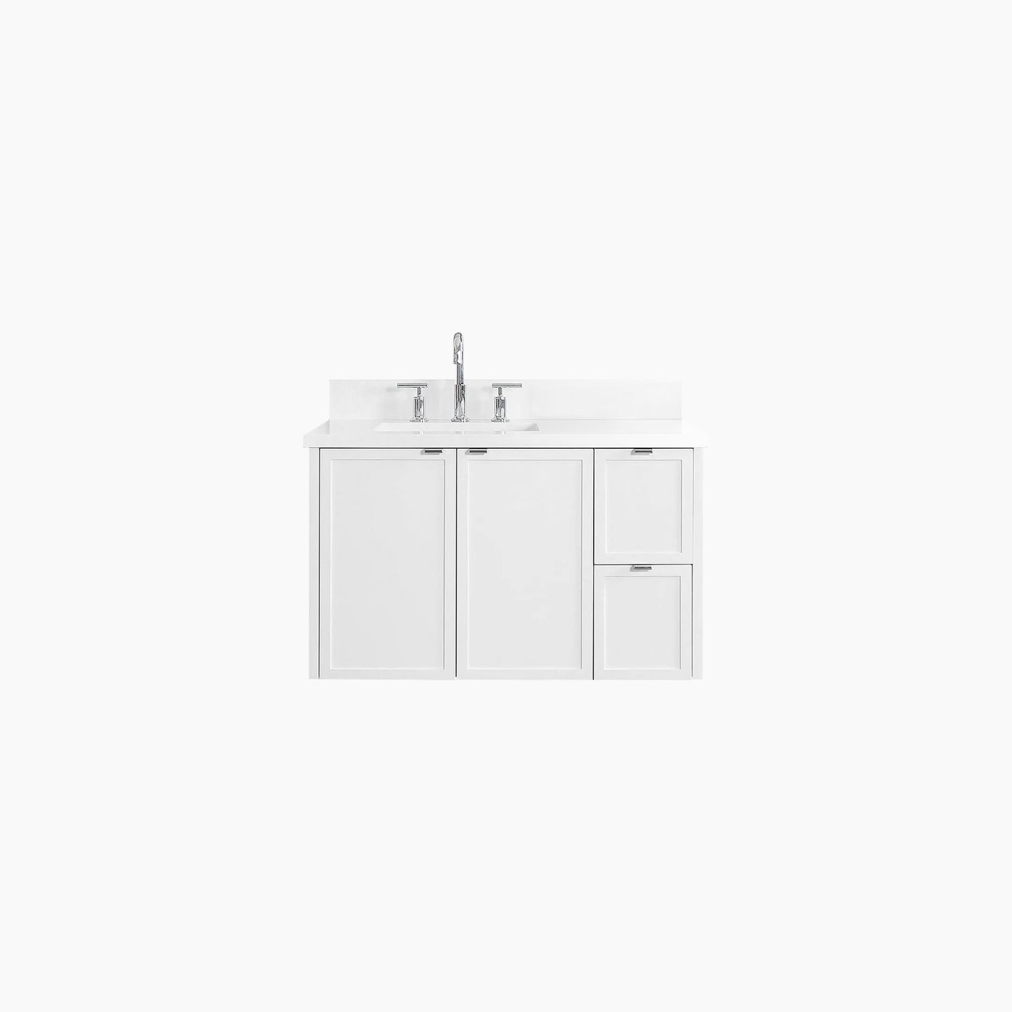 Cape Breton 36" Wall Mount Satin White Bathroom Vanity, Left Sink