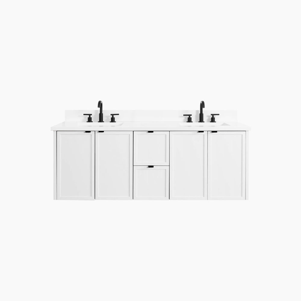 
                  
                    Cape Breton 60" Wall Mount Satin White Bathroom Vanity, Double Sink
                  
                