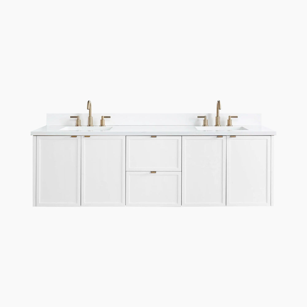 
                  
                    Cape Breton 72" Wall Mount Satin White Bathroom Vanity, Double Sink
                  
                