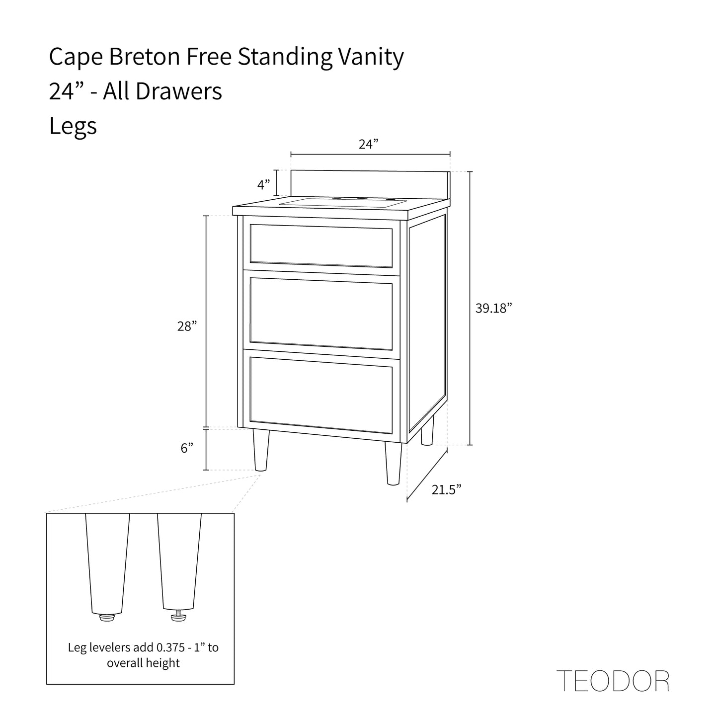 
                  
                    Cape Breton 24" Blackened Oak Bathroom Vanity - Teodor Vanities United States
                  
                