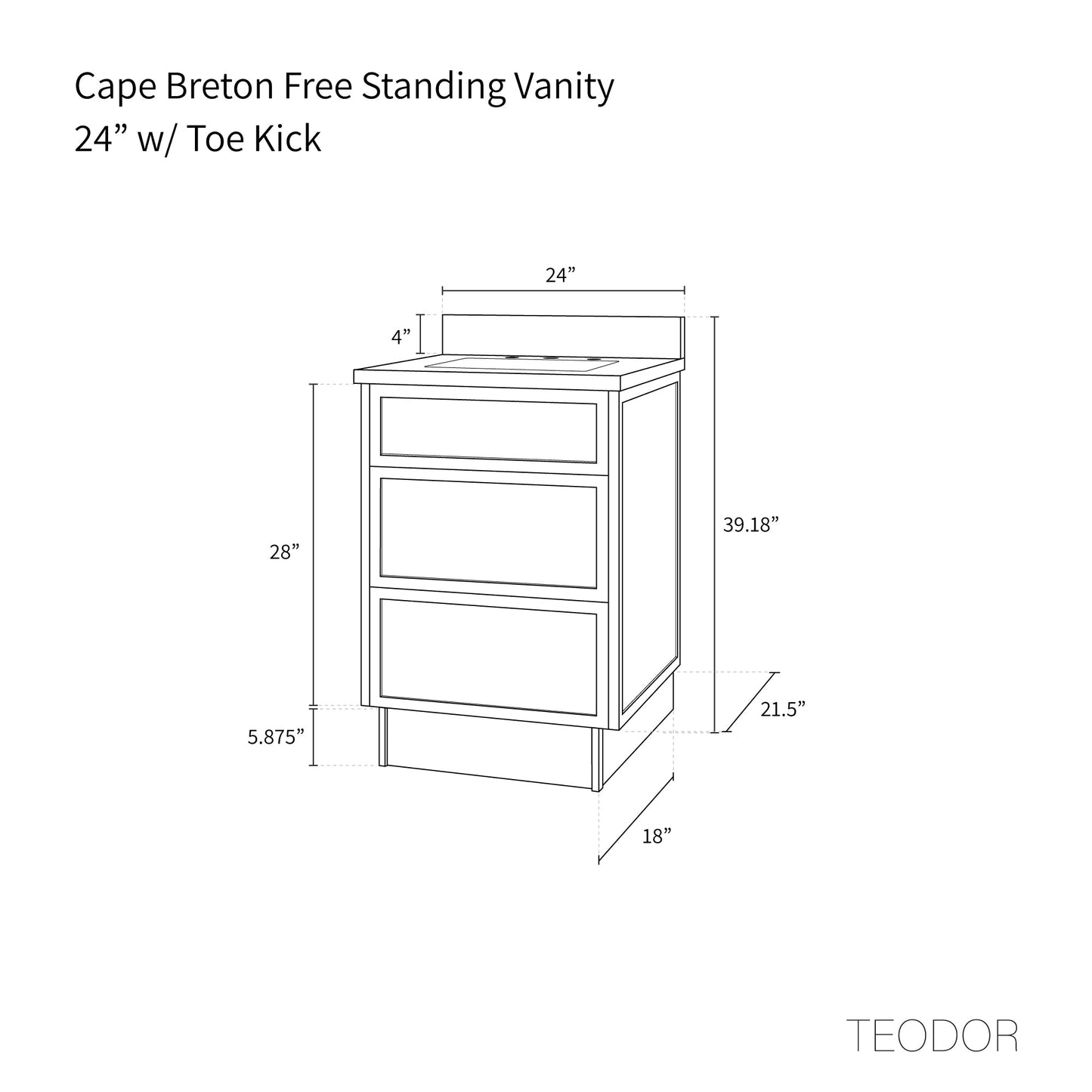 
                  
                    Cape Breton SLIM 24" Mid Century Oak Bathroom Vanity - All Drawers Teodor Bathroom Vanity United States
                  
                