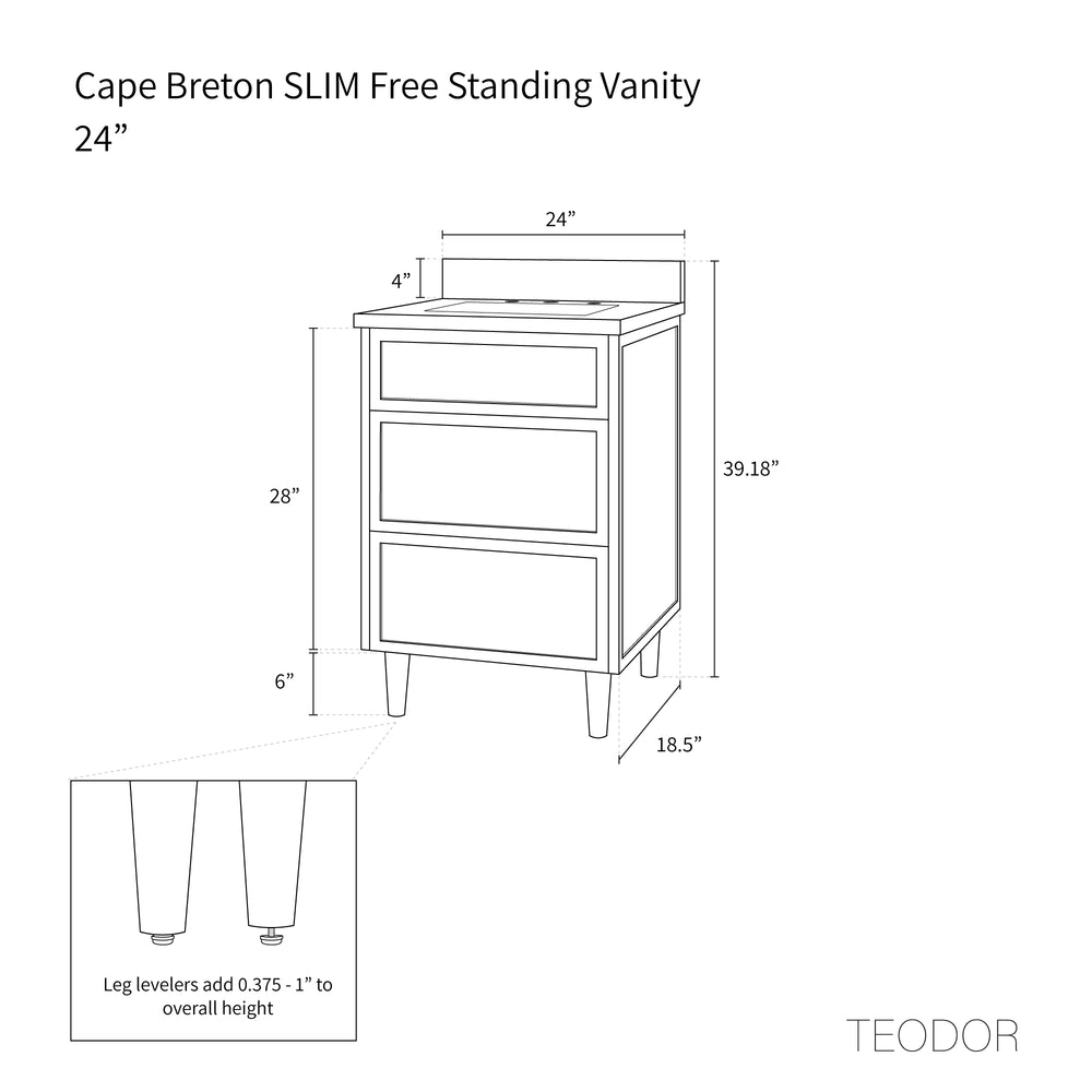 
                  
                    Cape Breton SLIM 24" Blackened Oak Bathroom Vanity - All Drawers
                  
                