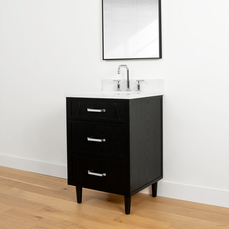 Cape Breton 24" Blackened Oak Bathroom Vanity - Teodor Vanities United States