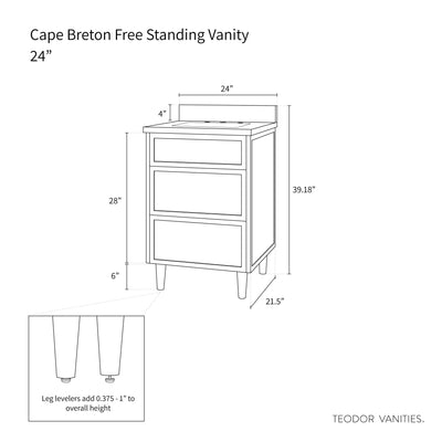 Cape Breton 24" Blackened Oak Bathroom Vanity - Teodor Vanities United States