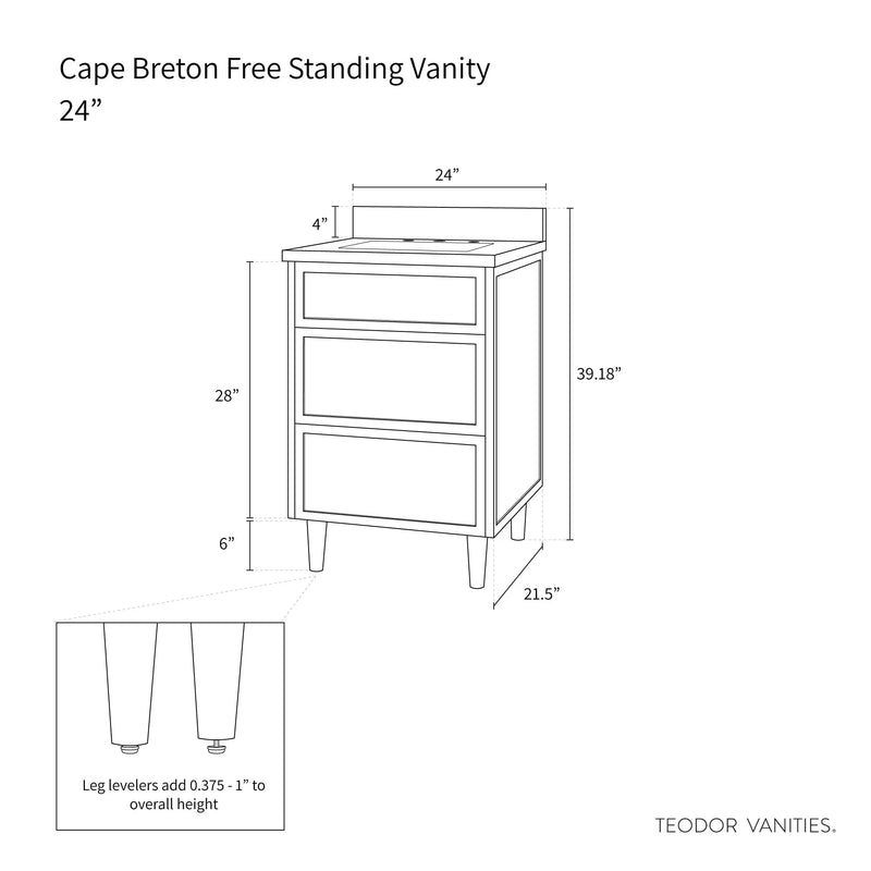 Cape Breton 24" Mid Century Oak Bathroom Vanity - Teodor Vanities United States