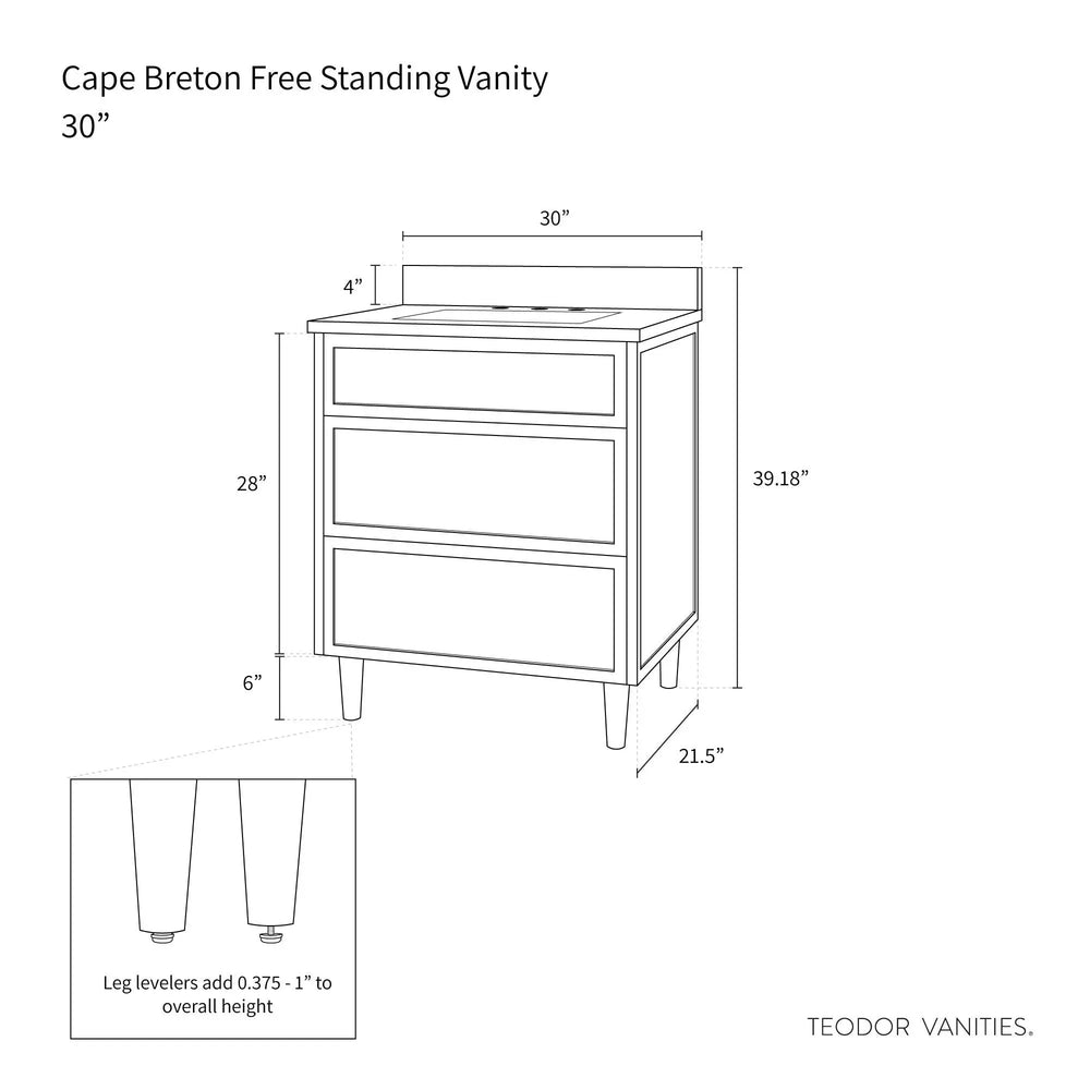 
                  
                    Cape Breton 30" Satin White Bathroom Vanity - Teodor Vanities United States
                  
                