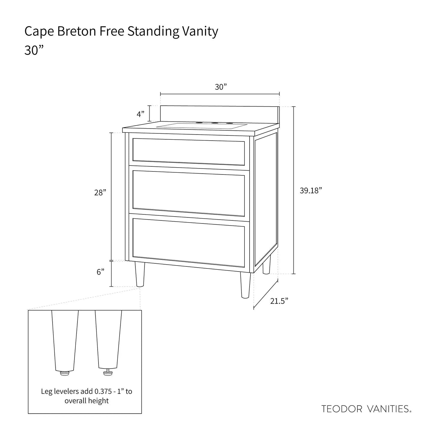 
                  
                    Cape Breton 30" Satin White Bathroom Vanity - Teodor Vanities United States
                  
                