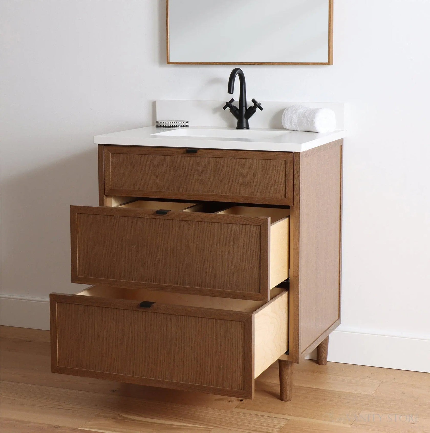 Cape Breton 30" Mid Century Oak Bathroom Vanity - Teodor Vanities ...