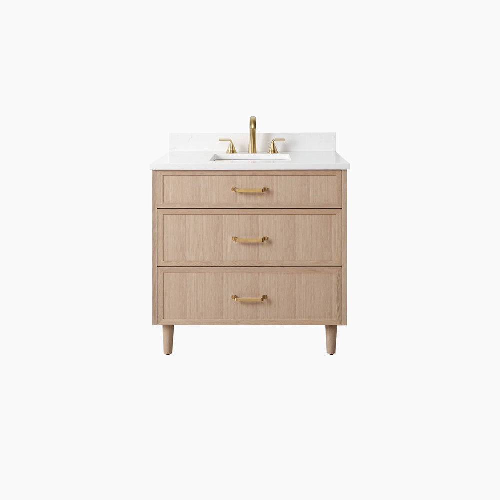 Cape Breton SLIM 36" White Oak Bathroom Vanity - All Drawers Teodor Bathroom Vanity United States