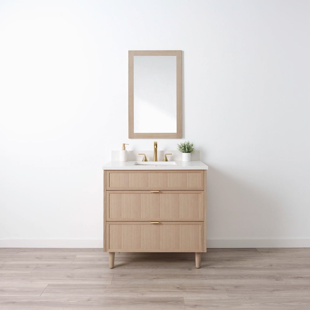Cape Breton SLIM 36" White Oak Bathroom Vanity - All Drawers Teodor Bathroom Vanity United States
