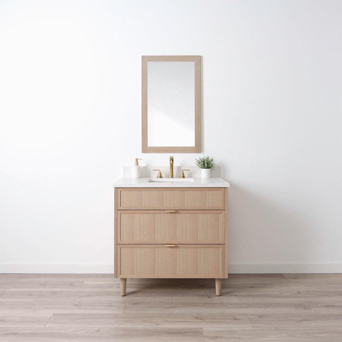 Cape Breton SLIM 36" White Oak Bathroom Vanity - All Drawers Teodor Bathroom Vanity United States