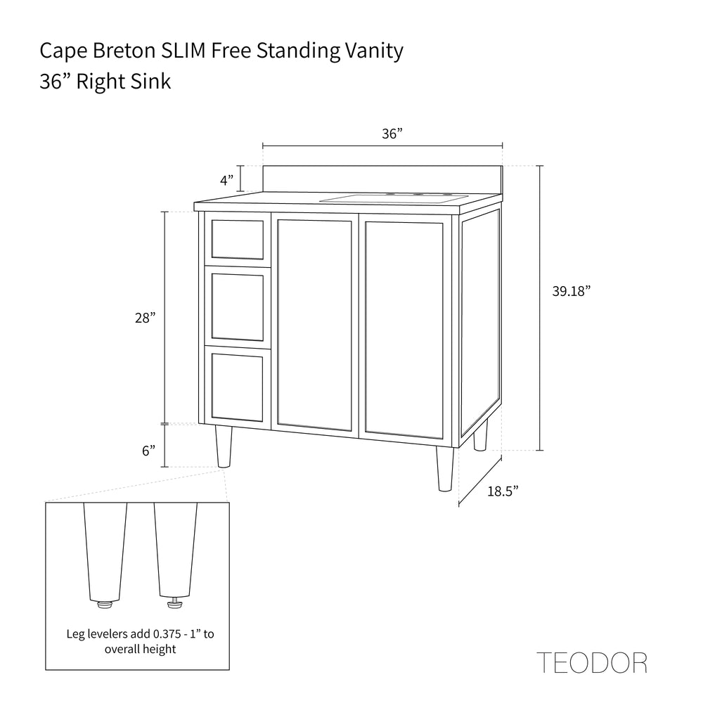 
                  
                    Cape Breton SLIM 36" Blackened Oak Bathroom Vanity, Right Sink
                  
                