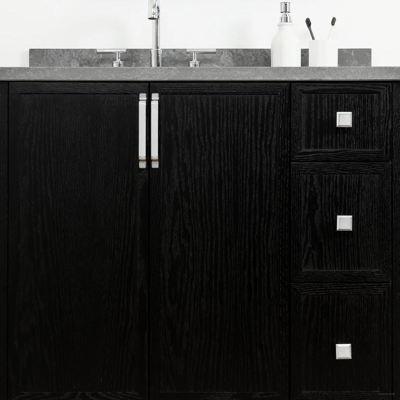 Cape Breton 36" Blackened Oak Bathroom Vanity, Left Sink - Teodor Vanities United States