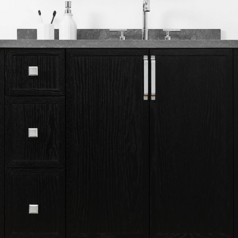 Cape Breton 36" Blackened Oak Bathroom Vanity, Right Sink - Teodor Vanities United States