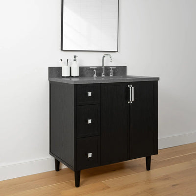 Cape Breton 36" Blackened Oak Bathroom Vanity, Right Sink - Teodor Vanities United States