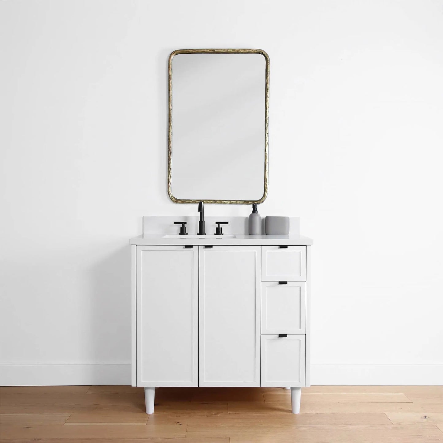 Cape Breton 36" Satin White Bathroom Vanity, Left Sink - Teodor Vanities United States