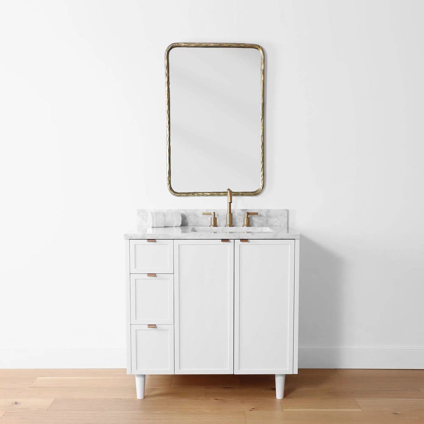 Cape Breton 36" Satin White Bathroom Vanity, Right Sink - Teodor Vanities United States