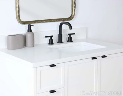 Cape Breton 36" Satin White Bathroom Vanity, Right Sink - Teodor Vanities United States