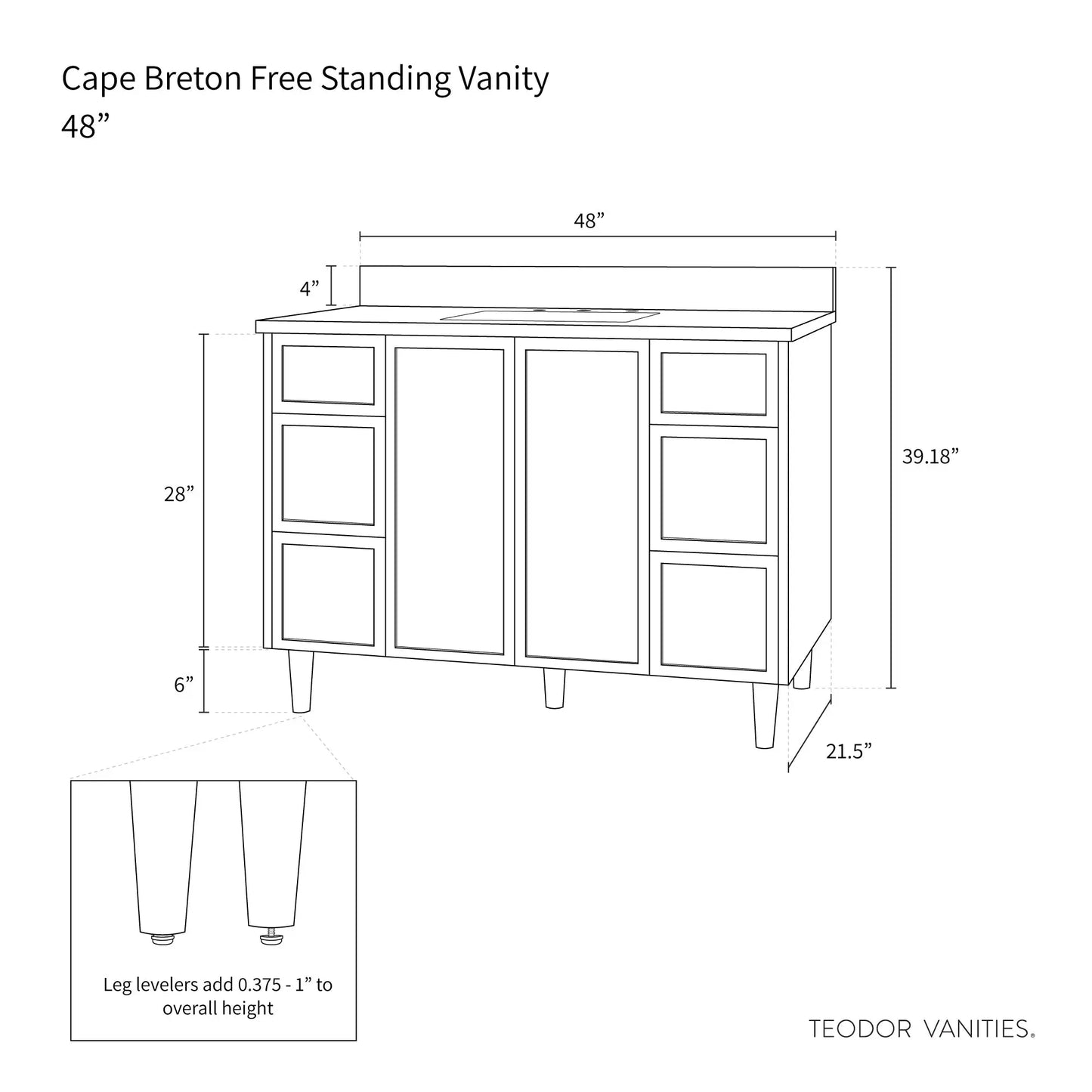
                  
                    Cape Breton 48" Satin White Bathroom Vanity - Teodor Vanities United States
                  
                