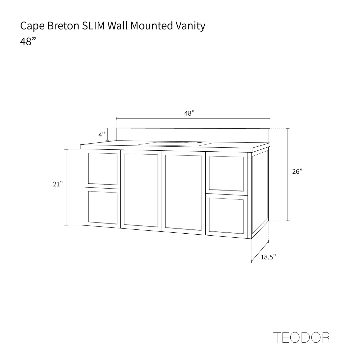 
                  
                    Cape Breton SLIM 48" Wall Mount Blackened Oak Bathroom Vanity
                  
                