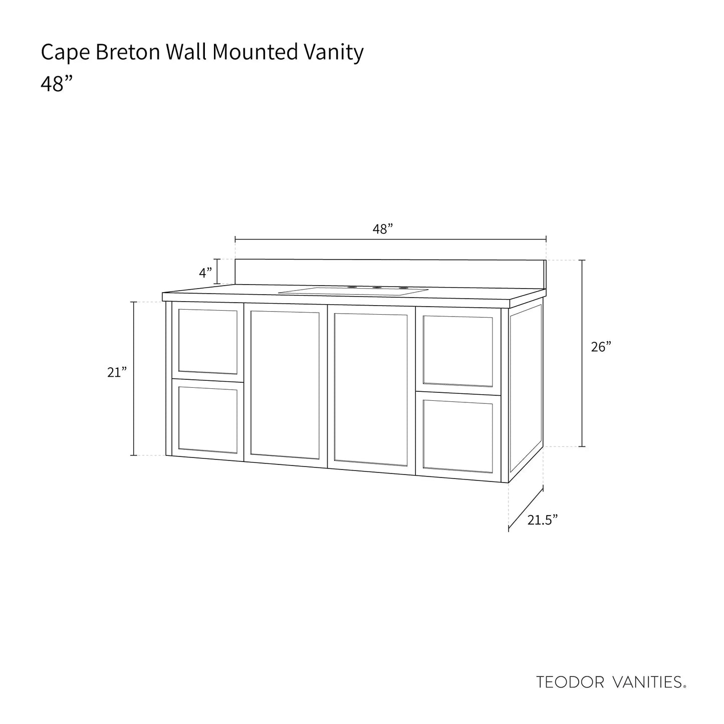 
                  
                    Cape Breton 48" Wall Mount White Oak Bathroom Vanity - Teodor Vanities United States
                  
                