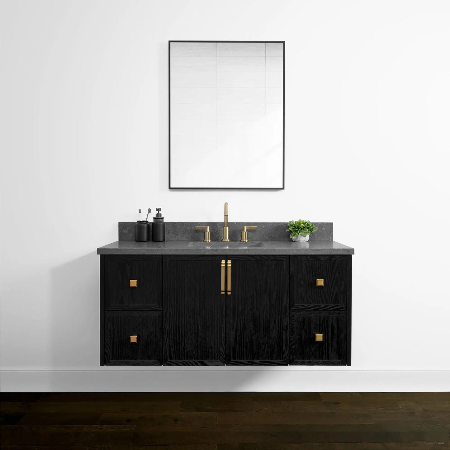 Cape Breton 48" Wall Mount Blackened Oak Bathroom Vanity - Teodor Vanities United States