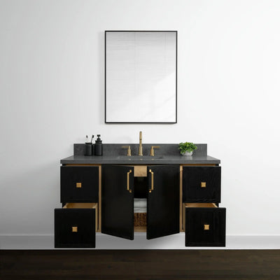 Cape Breton 48" Wall Mount Blackened Oak Bathroom Vanity - Teodor Vanities United States