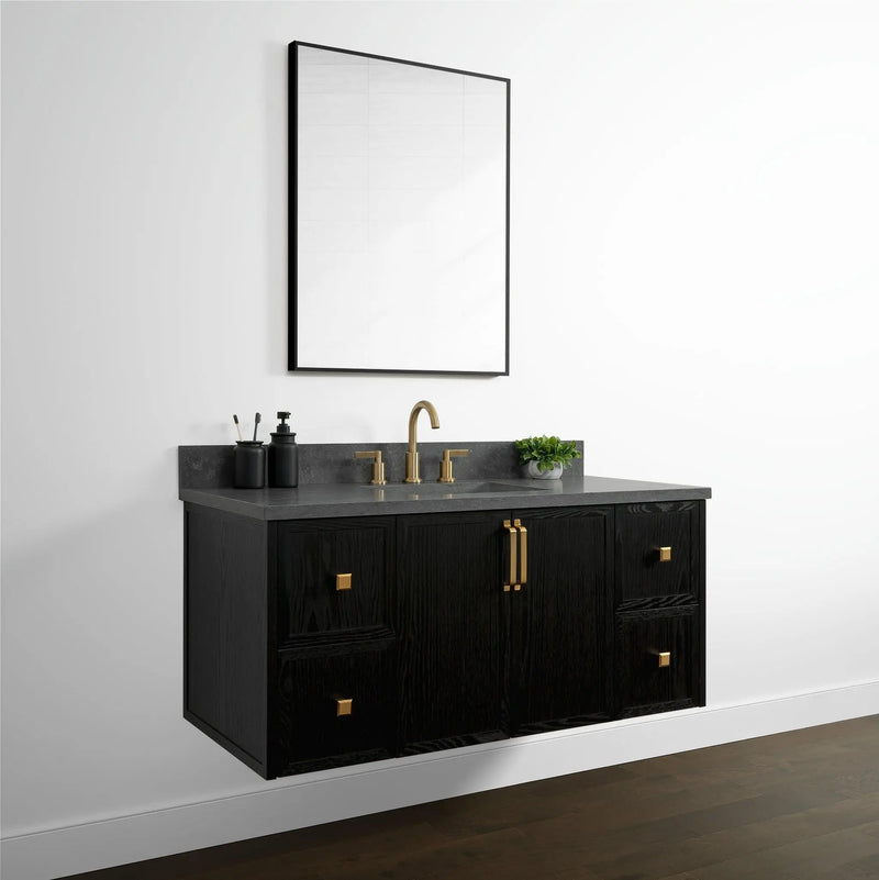 Cape Breton 48" Wall Mount Blackened Oak Bathroom Vanity - Teodor Vanities United States