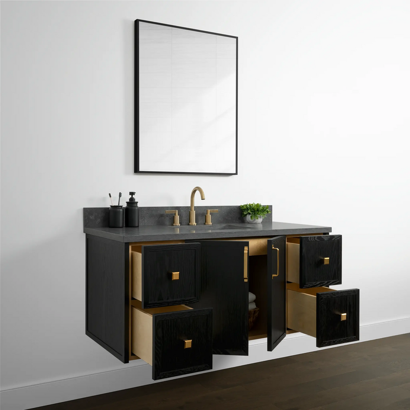 Cape Breton 48" Wall Mount Blackened Oak Bathroom Vanity - Teodor Vanities United States