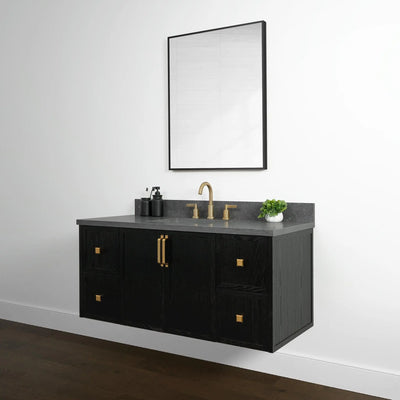 Cape Breton 48" Wall Mount Blackened Oak Bathroom Vanity - Teodor Vanities United States