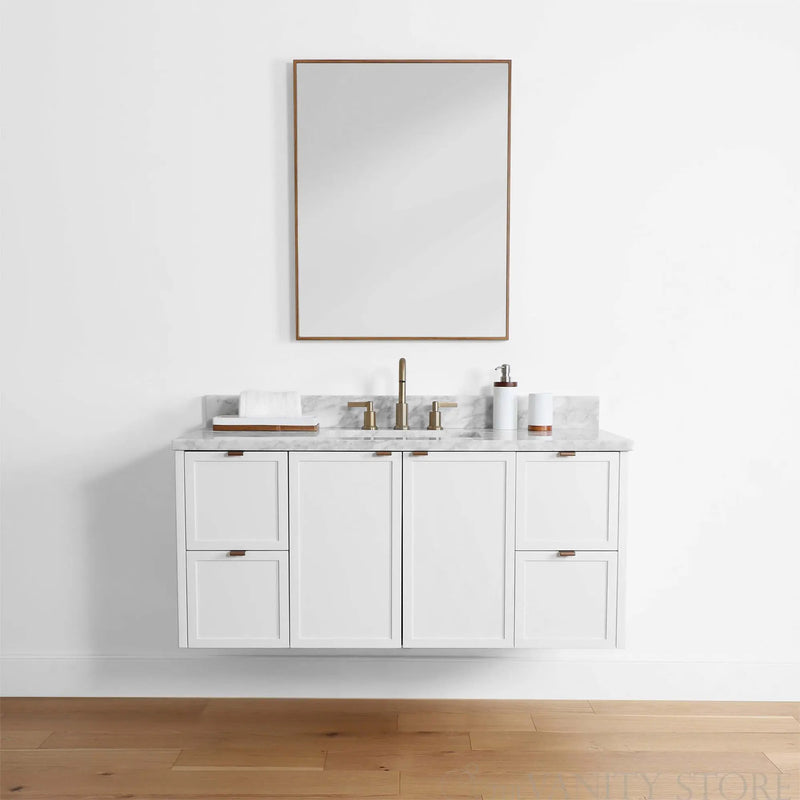 Cape Breton 48" Wall Mount Satin White Bathroom Vanity - Teodor Vanities United States