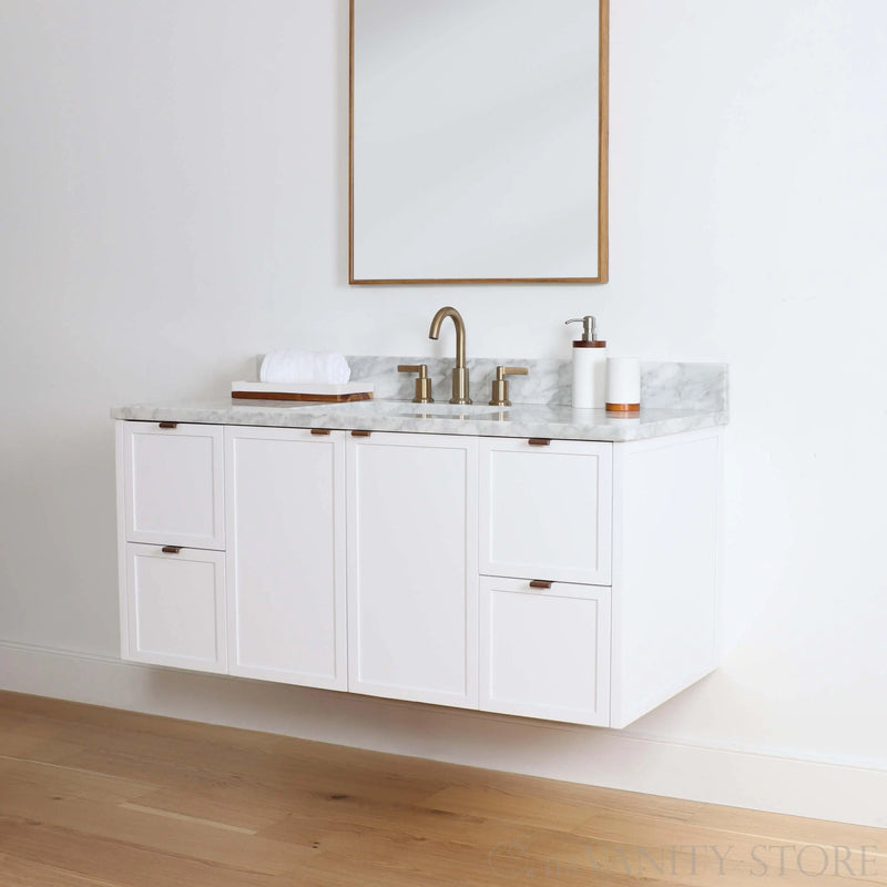 Cape Breton 48" Wall Mount Satin White Bathroom Vanity - Teodor Vanities United States