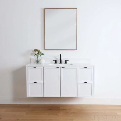 Cape Breton 48" Wall Mount Satin White Bathroom Vanity - Teodor Vanities United States