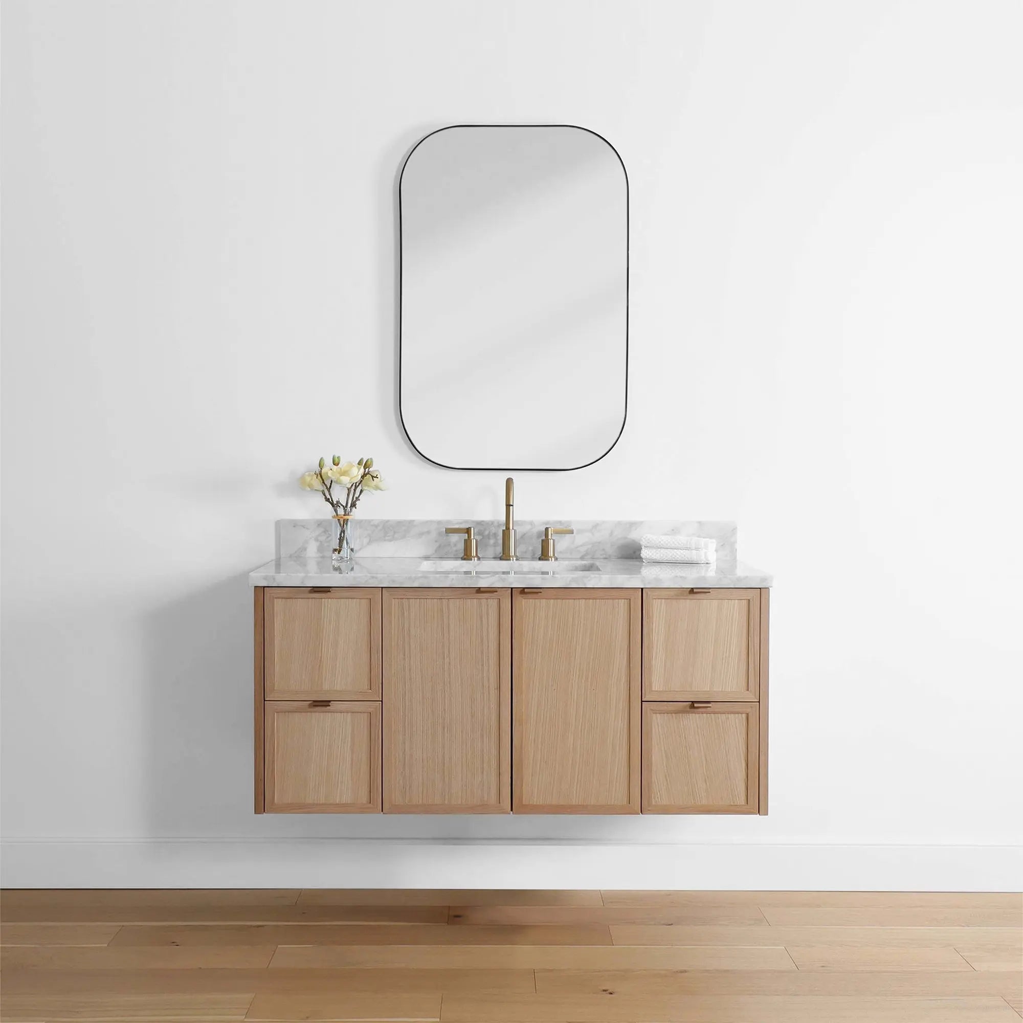 Cape Breton 48" Wall Mount White Oak Bathroom Vanity - Teodor Vanities United States