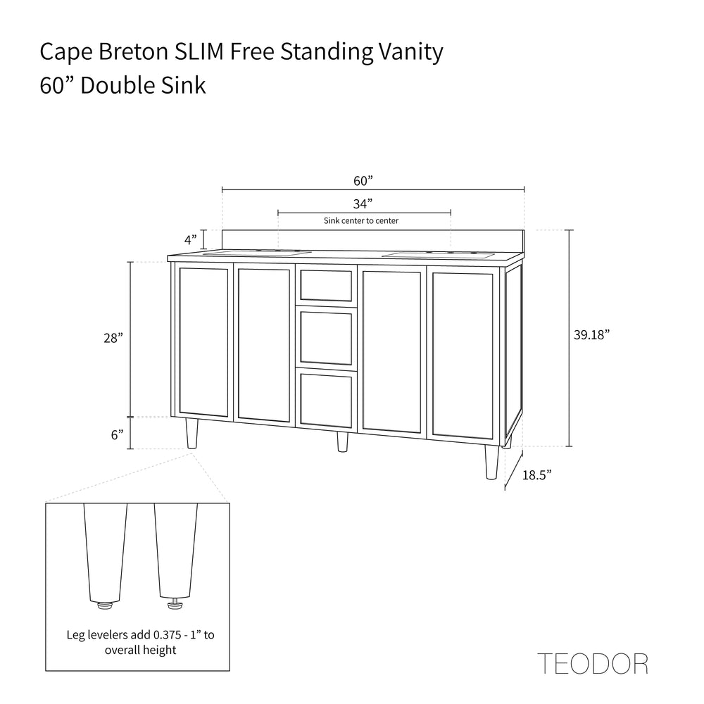 
                  
                    Cape Breton SLIM 60" Satin White Bathroom Vanity, Double Sink
                  
                