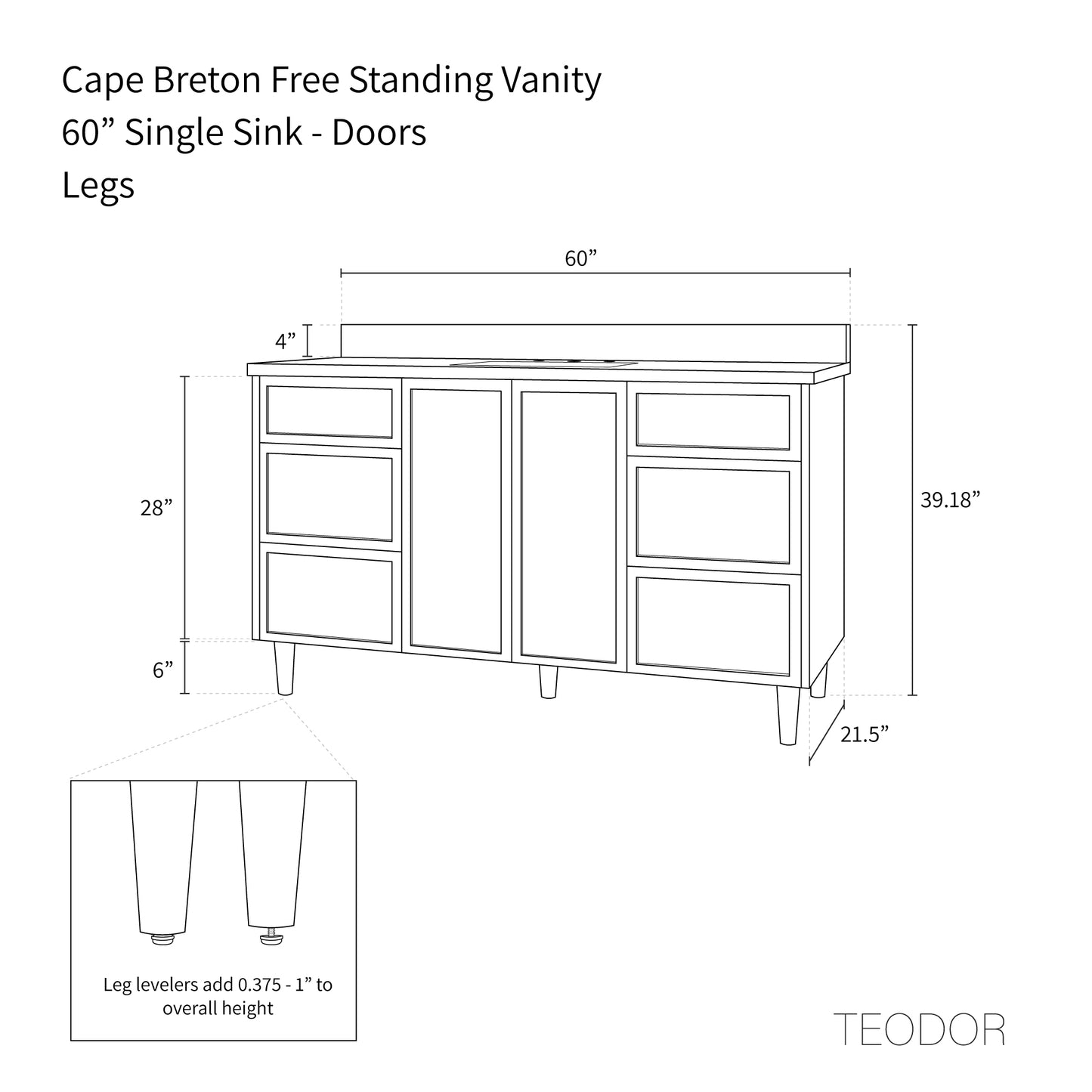 
                  
                    Cape Breton 60" Satin White Bathroom Vanity - Teodor Vanities United States
                  
                